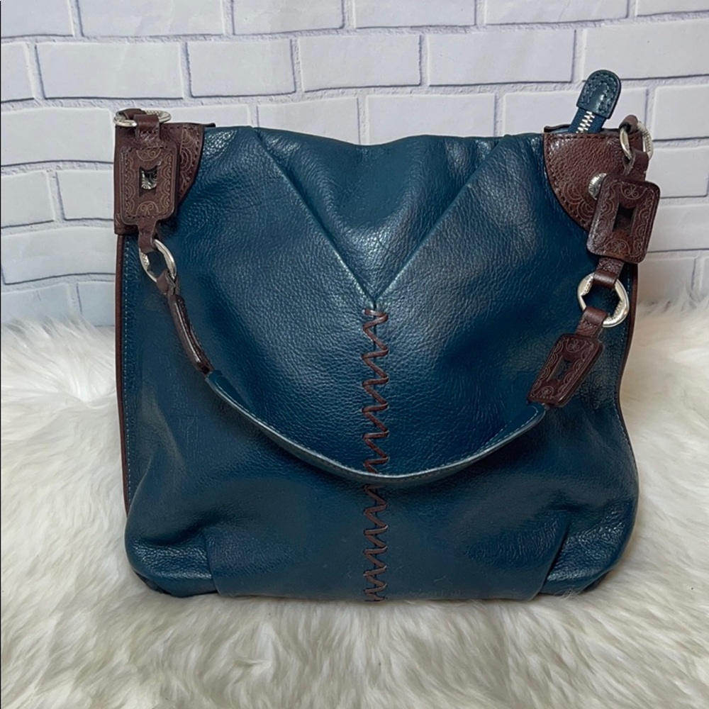 Brighton Blue Leather Shoulder Bag